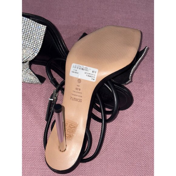 Schutz Mila Sandals in Black 8.5 New with Box Womens Crystal High Heels - Picture 13 of 16